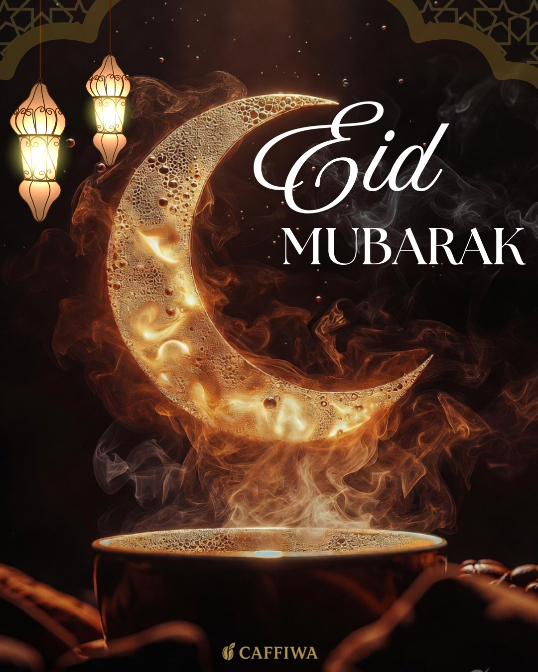 Sky Blue and White Modern Eid Mubarak Greeting Instagram Post